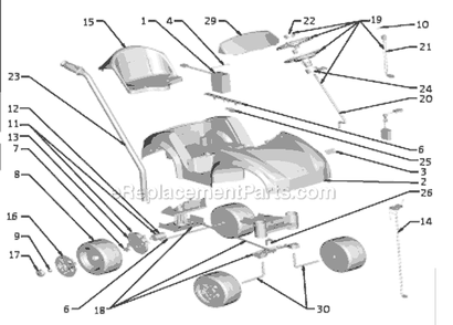 Page A Diagram and Parts List for R2510  Power Wheels Ride-On Cars